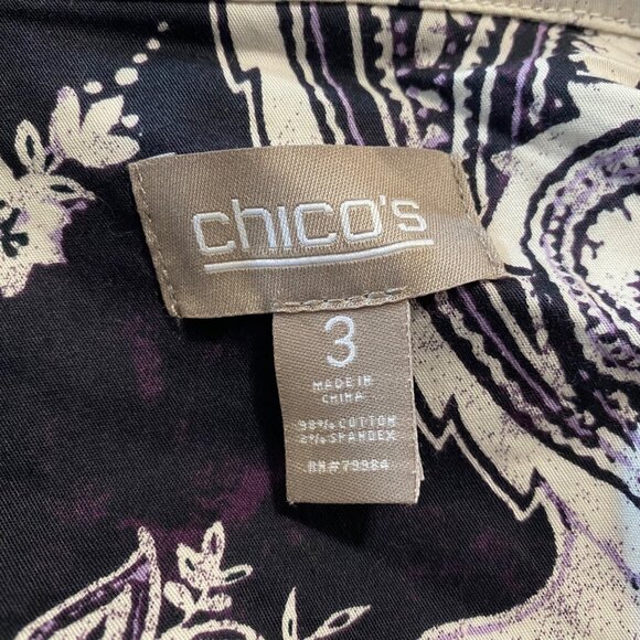 Chico's Jacket Womens Size 3 XL Paisley 3/4 Sleeves Pockets Lightweight Travel - Picture 4 of 9